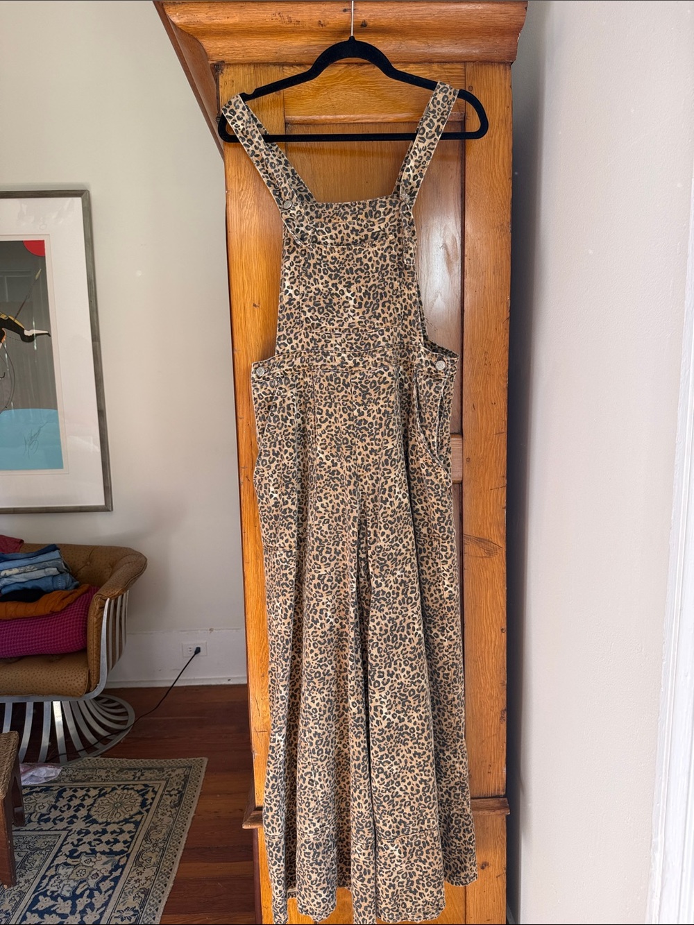 Freckled Poppy Leopard Print wide-leg Overalls